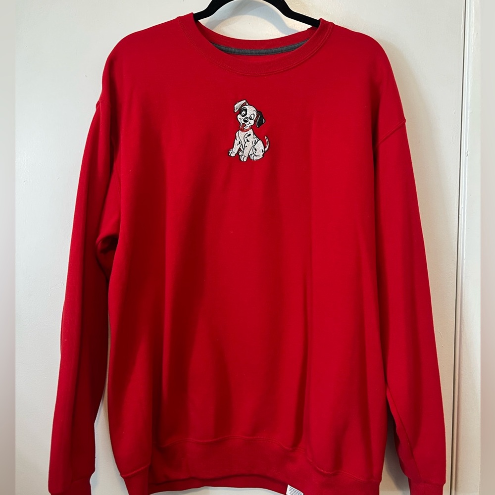 Disney Red Crewneck with Dalmatian Embroidery